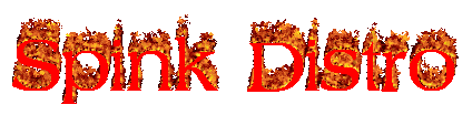 Spink Distro in a flaming font